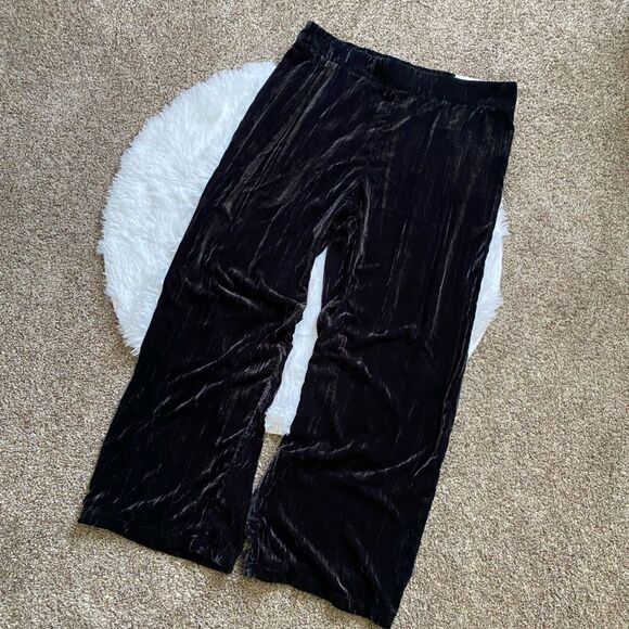 Soft Surroundings Pull On Pants Wide Leg Full Length Velour Velvet NEW Womens XL - Picture 1 of 8